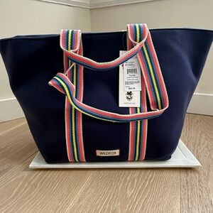 Wildfox Blue Tote Bag with Nautical Stripes